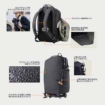 Amazon.co.jp: [PGYTECH] OneGo Lite カメラリュック 22L 超軽量